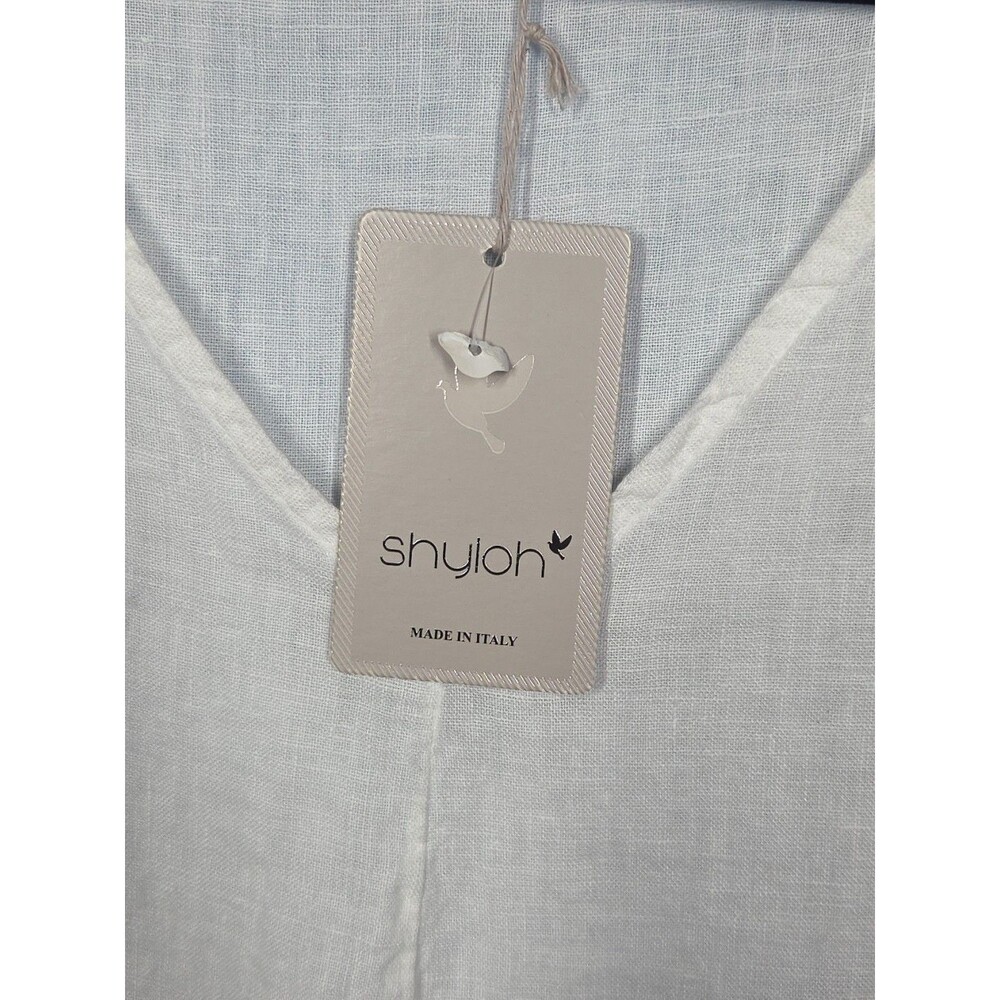 NEW Shyloh Made in Italy 100% Linen LINO Oversized Lagenlook Dress Cut Out Hem - Picture 5 of 8